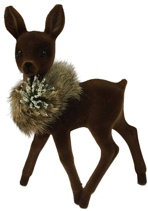 Ino Schaller Brown Female Doe Deer with Fur Collar Figurine