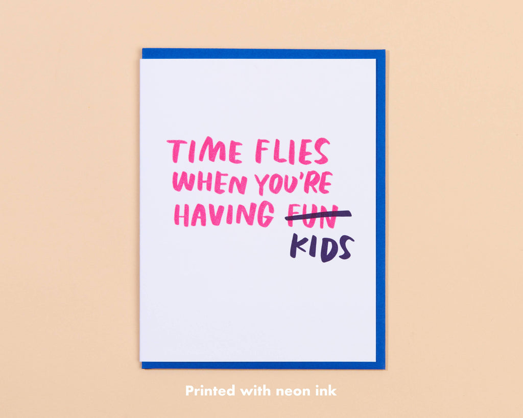Time Flies New Baby Letterpress Greeting Card