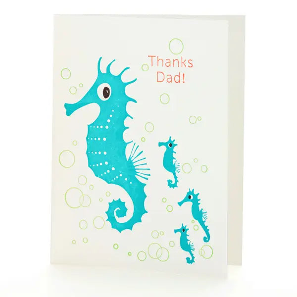 Thanks Dad Seahorses Greeting Card