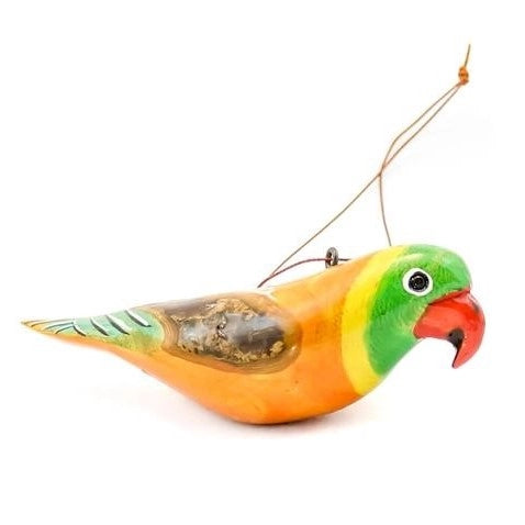 Orange Parrot Wood Christmas Ornament