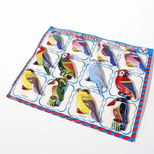 Set of 12 Bird Pin Badges