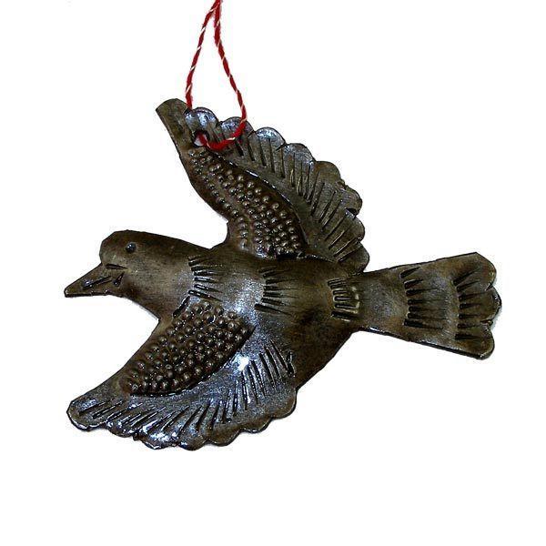 Dove Haitian Metal Drum Christmas Ornament