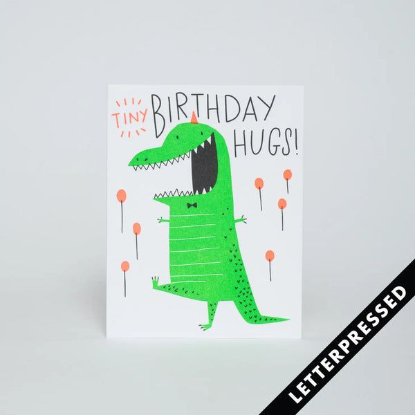 Tiny Birthday Hugs Dinosaur Greeting Card