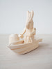 Wooded Carved Canoe Bunny