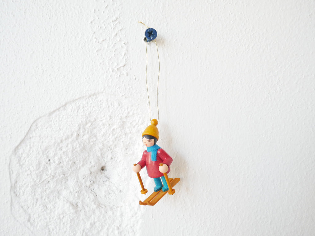 Skiiing Child Ornament - Yellow Hat