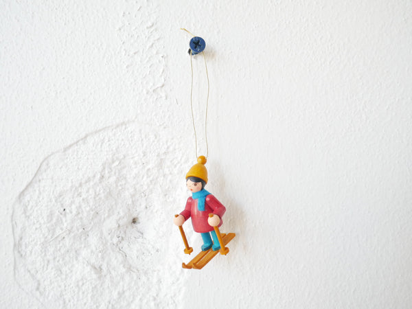 Skiiing Child Ornament - Yellow Hat