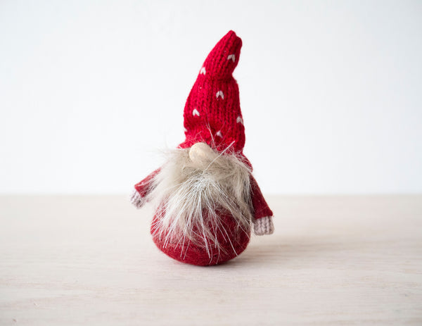 Mini Red Tomte with Grey / White Beard