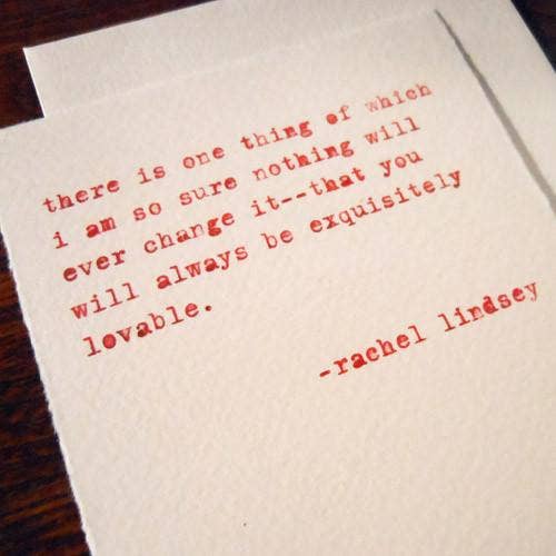 Lindsey Love Quote Greeting Card: Euro size 3.35" x 5.12"