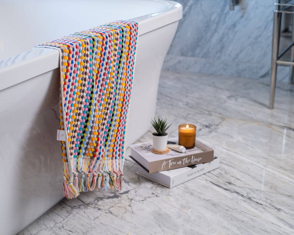 Terry Hand Towel |Turkish Cotton |Super Soft | Oversized: Rainbow