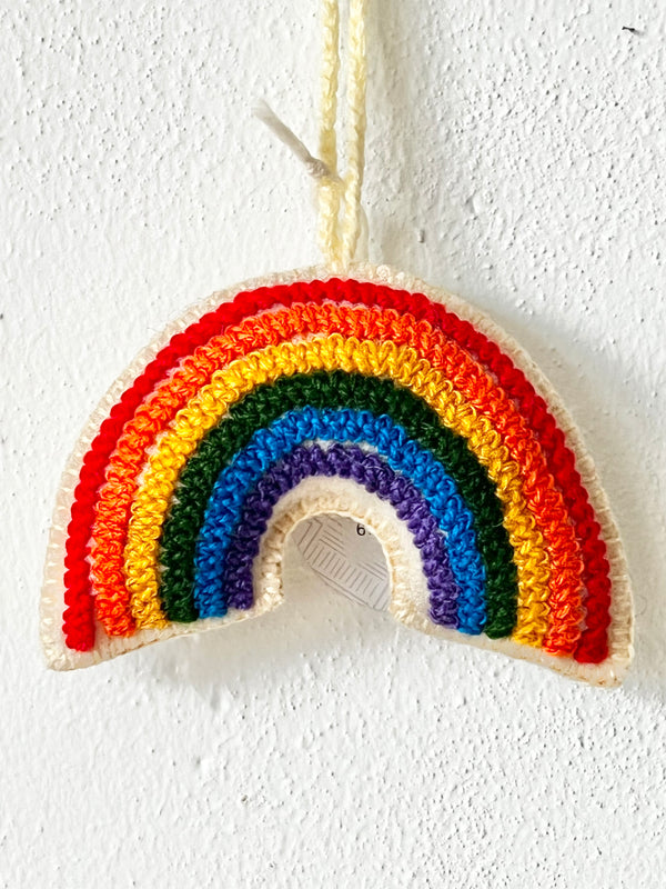 Rainbow Embroidered Wool Christmas Ornament