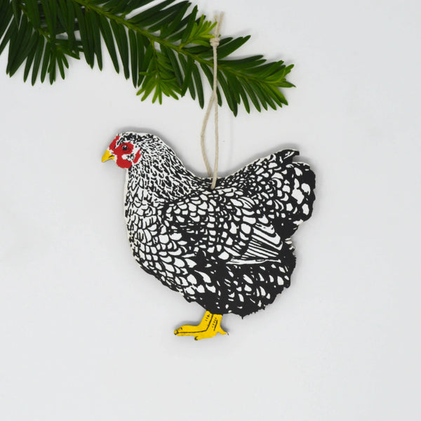 Wooden Freckled Hen Ornament